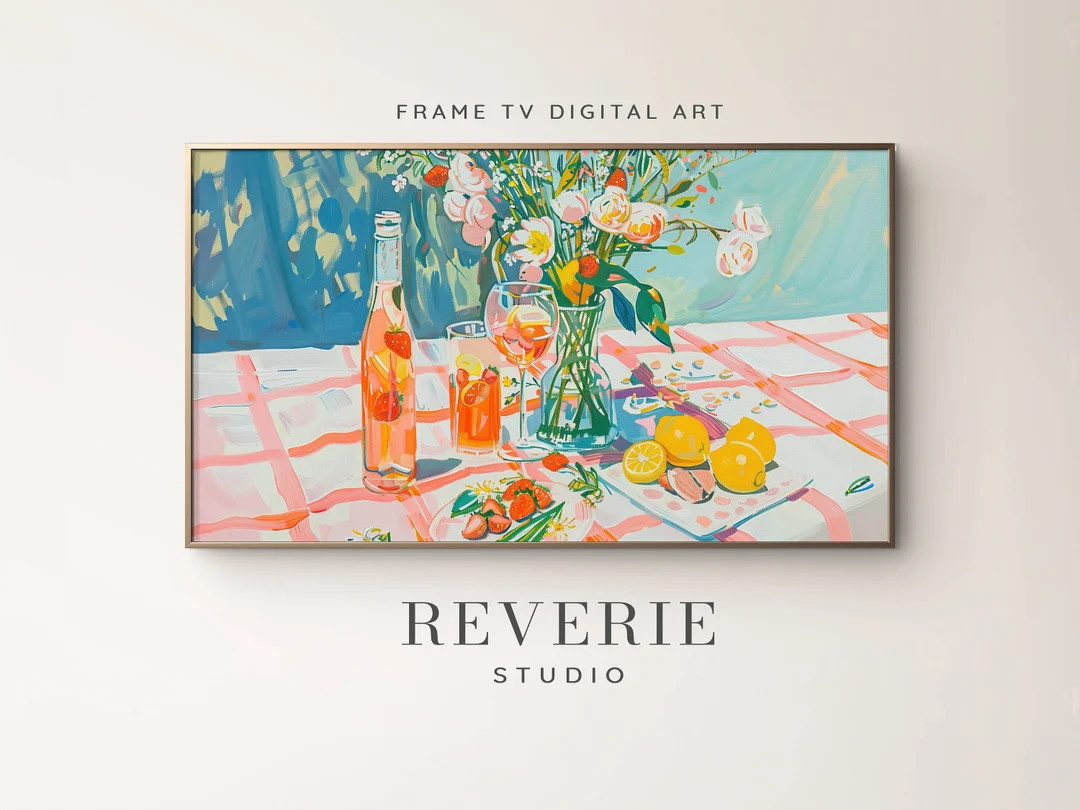 Colorful Retro Still Life Frame TV Art, Summer Pastel Mid-century Modern Frame TV Art, Picnic Dig... | Etsy (US)