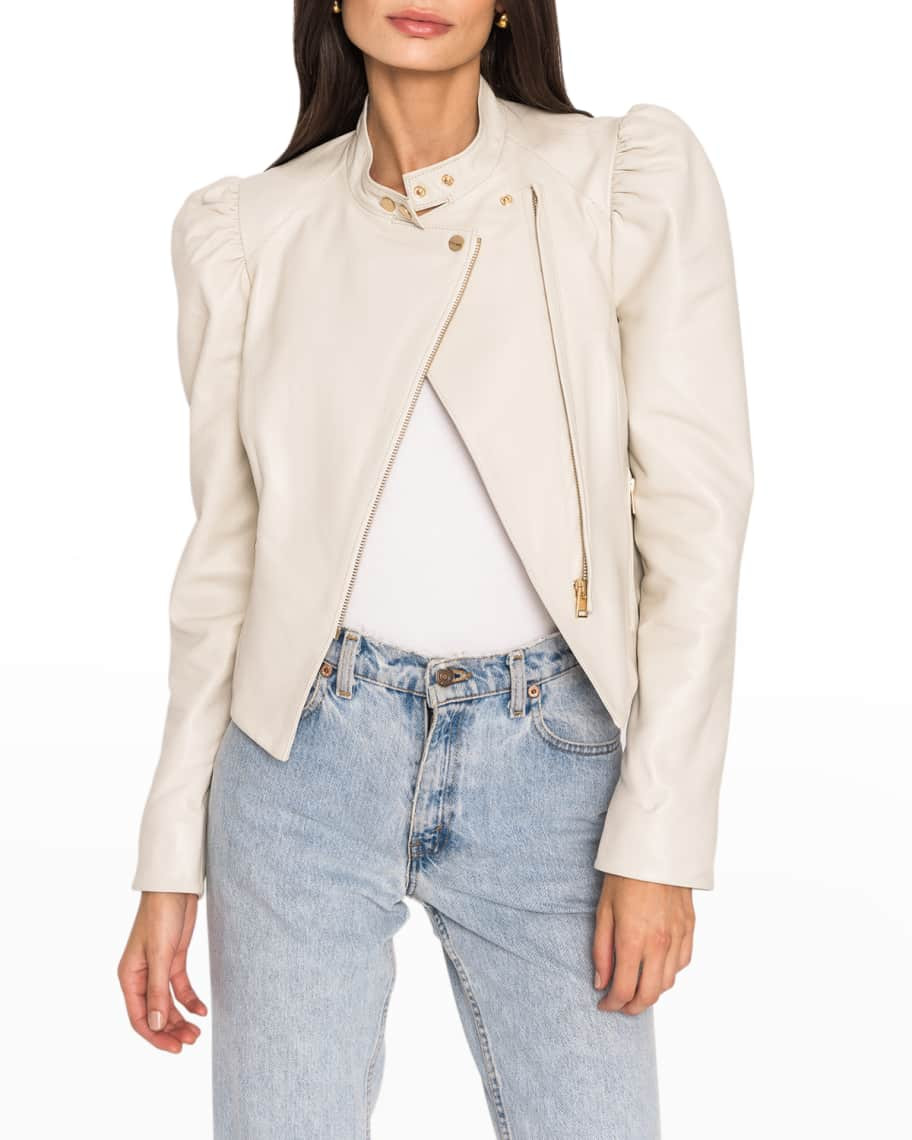 LaMarque Kaia Puff-Sleeve Leather Jacket | Neiman Marcus