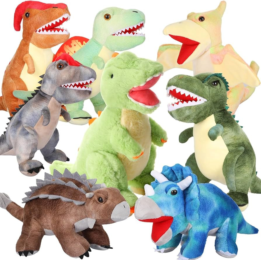 Leitee 8 Pcs Dinosaur Stuffed Animal Set Dinosaur Plush Toys Bulk Soft Assortment Tyrannosaurus T... | Amazon (US)