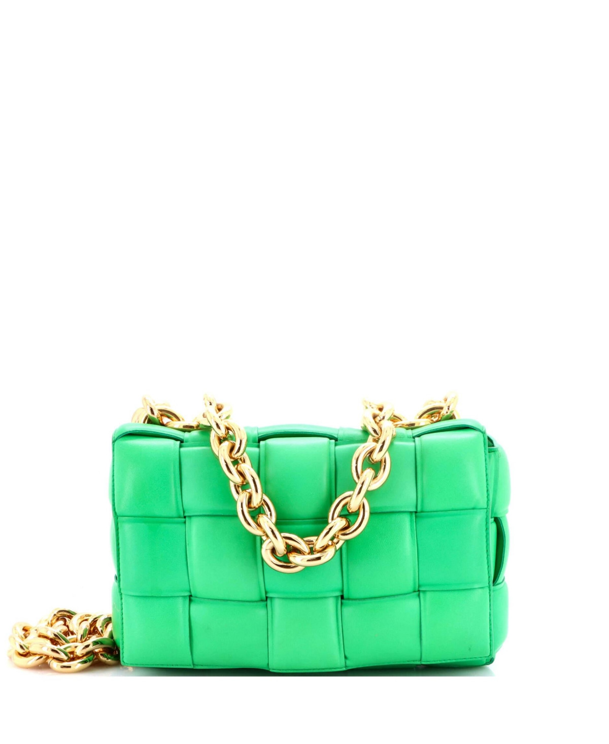 Pre-Owned Bottega Veneta Cassette Chain Crossbody Bag Padded Maxi Intrecciato Leather - Green | Macy's