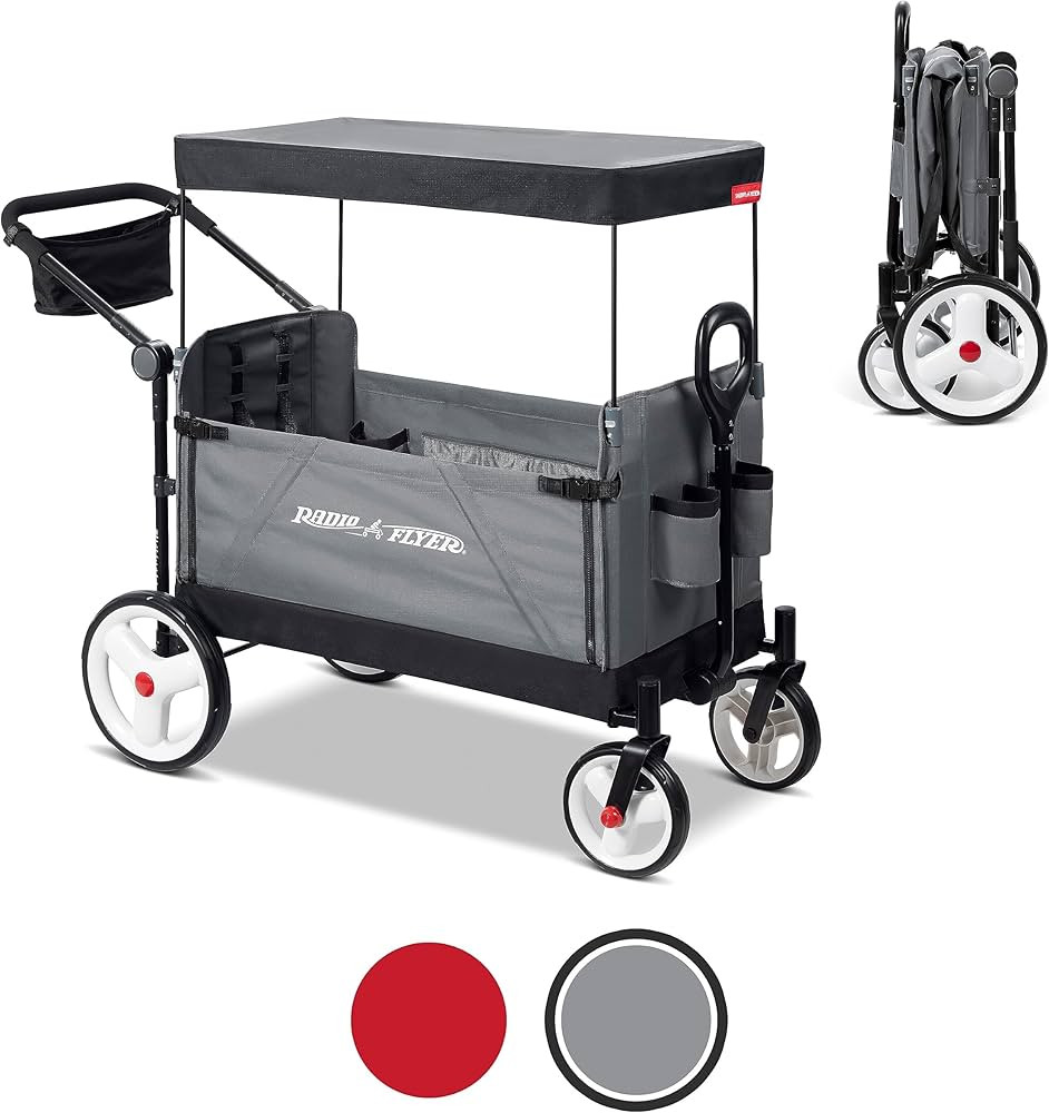 Radio Flyer City Luxe Stroll ‘N Wagon, Grey with Parent Caddy and Internal Storage Pockets, for... | Amazon (US)