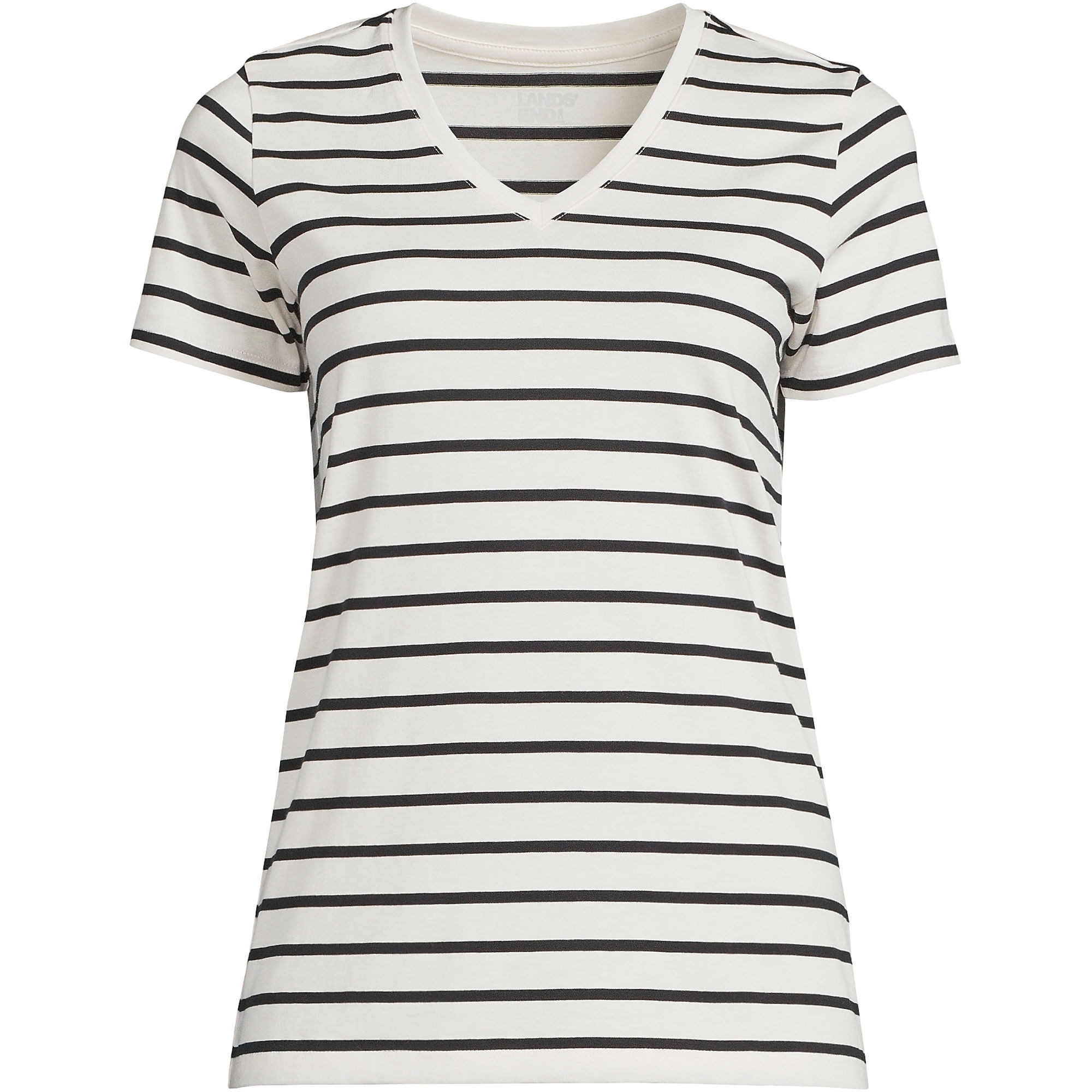 Women's Plus Size Relaxed Supima Cotton V-Neck T-Shirt | Lands' End (US)
