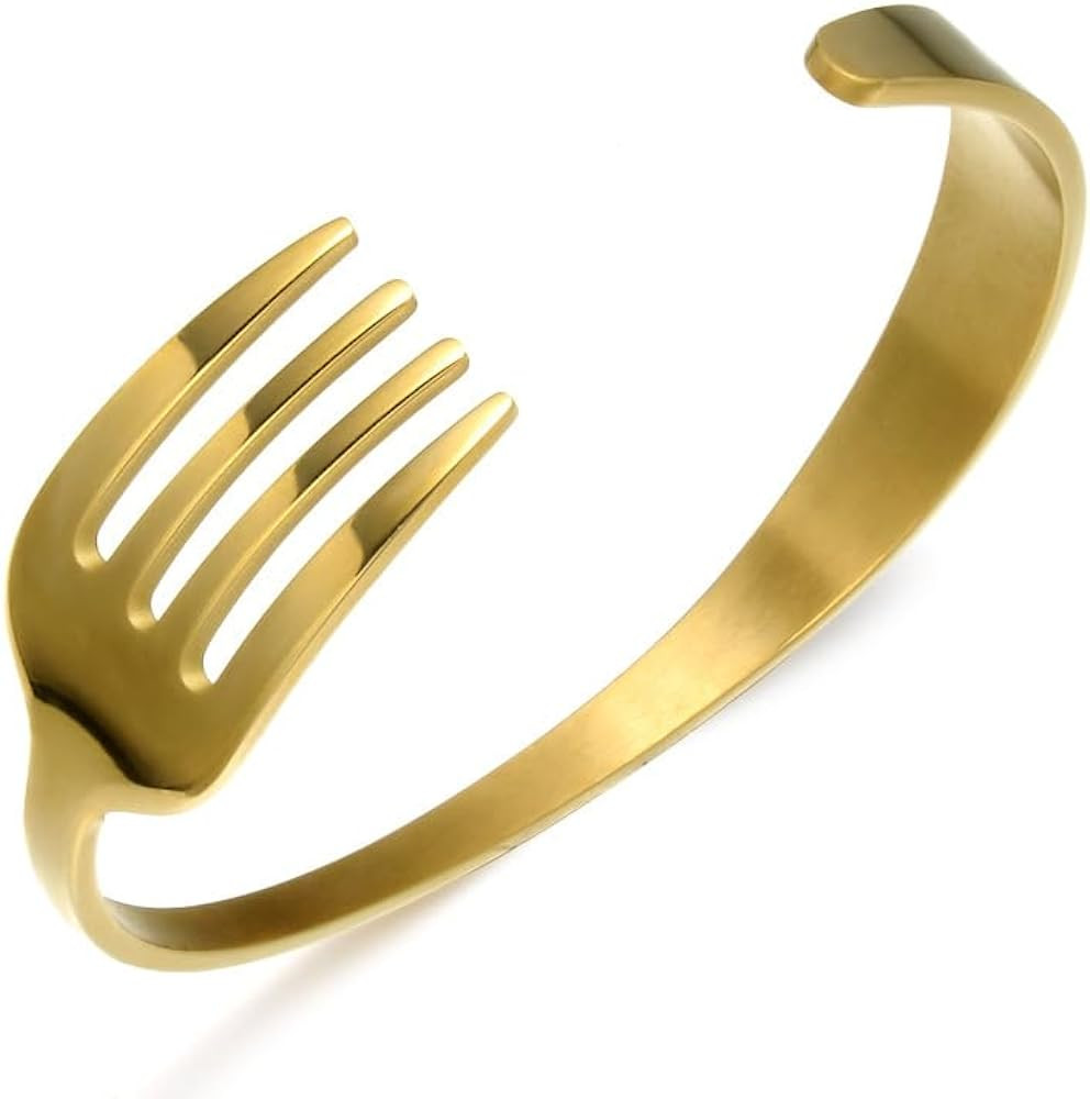 Gold Colored Fork Bracelet for Women Little Mermaid Style Fork Hairbrush Cuff | Amazon (US)