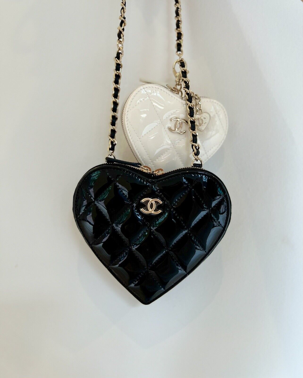 CHANEL 23P Patent Calfskin Resin Quilted CC Heart Clutch With Gold Hardware BNIB  | eBay | eBay US