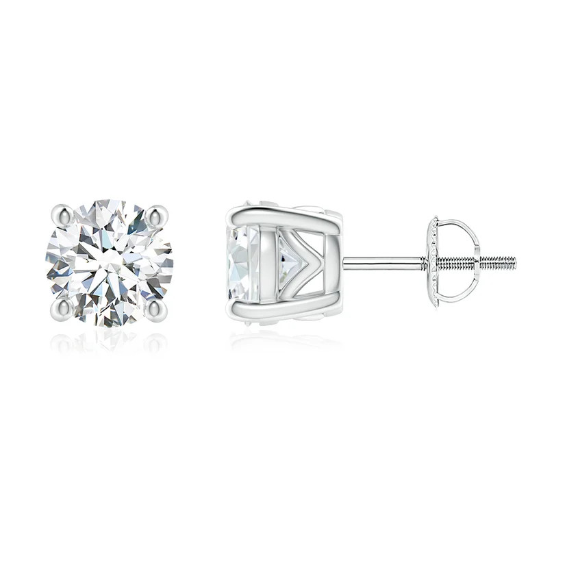 Lab-Grown Vintage Style Round Diamond Solitaire Stud Earrings | Angara Inc.