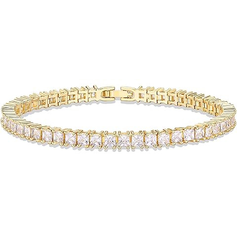 PAVOI 14K Gold Plated 3mm Cubic Zirconia Classic Tennis Bracelet | Gold Bracelets for Women | Amazon (US)