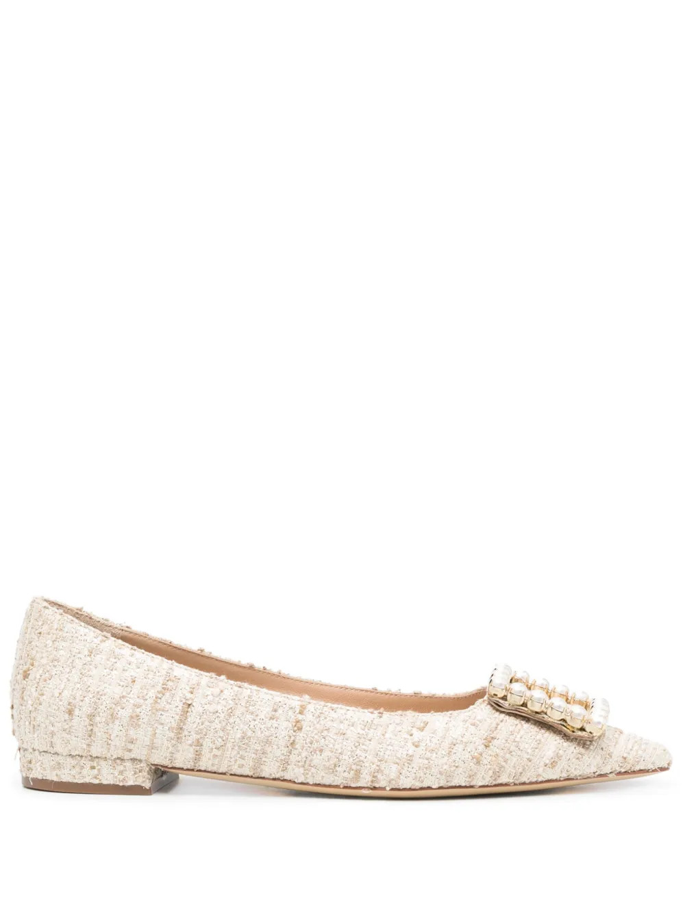 Roberto Festa Bouclé pearl-buckle Ballerina Shoes - Farfetch | Farfetch Global
