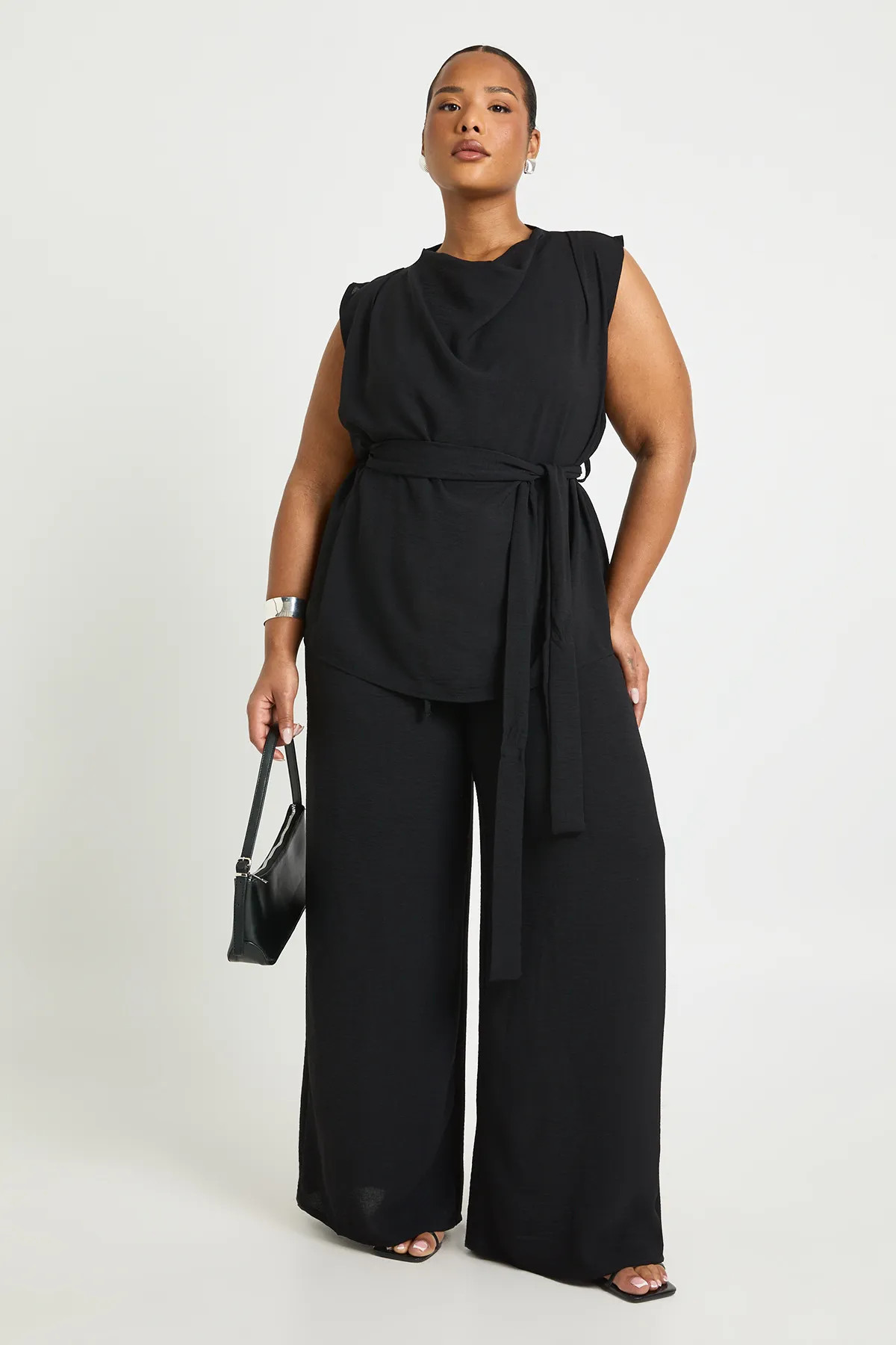Plus Woven Cowl Belted Trouser Co-Ord | Boohoo.com (UK & IE)