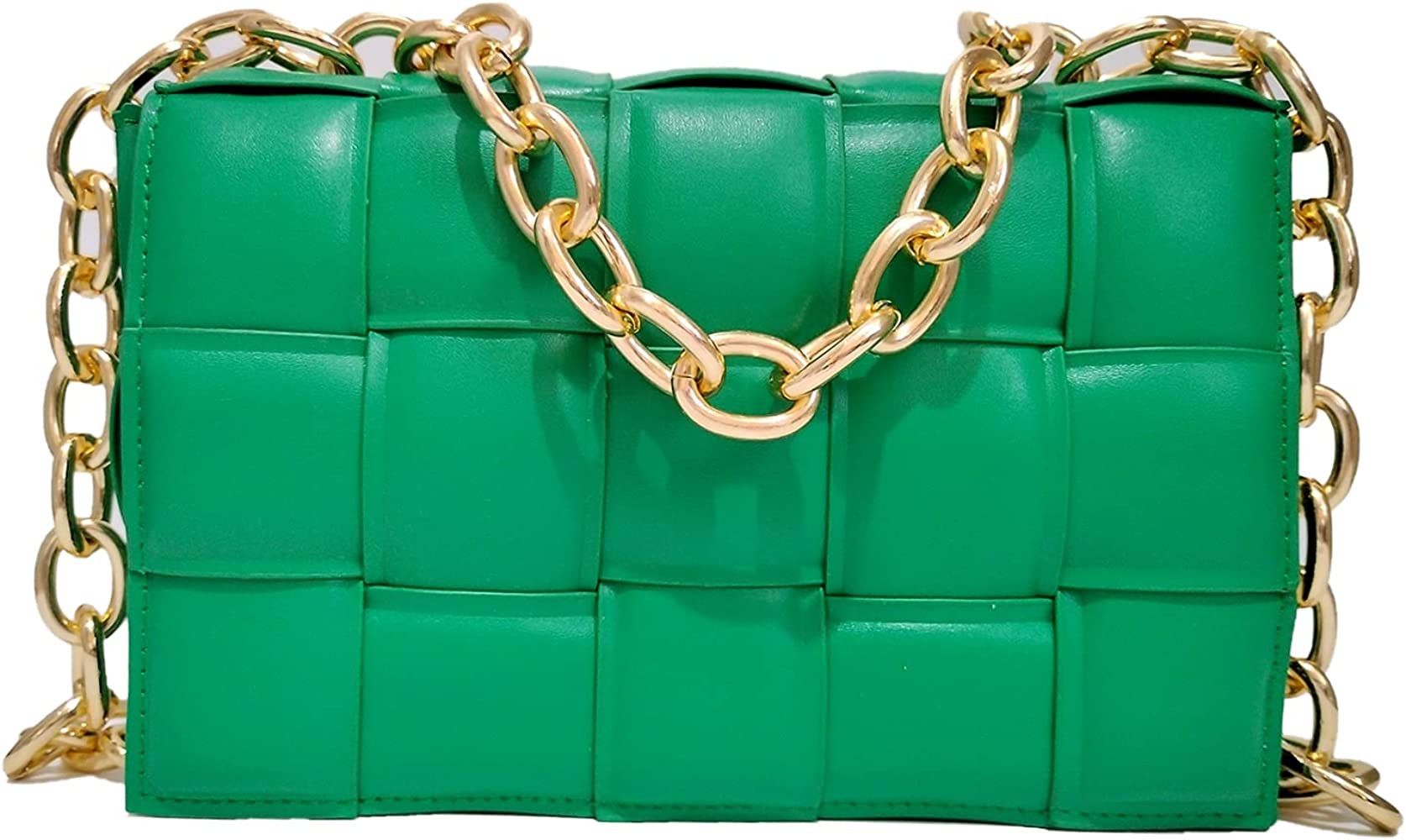 Ling Chuang Woven Crossbody Bags for Women Padded Cassette Shoulder Bag Green Chain Clutch Purses... | Amazon (US)
