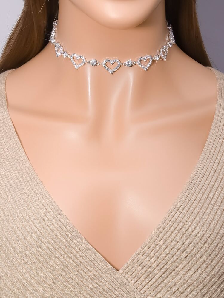 Rhinestone Heart Decor Necklace | SHEIN