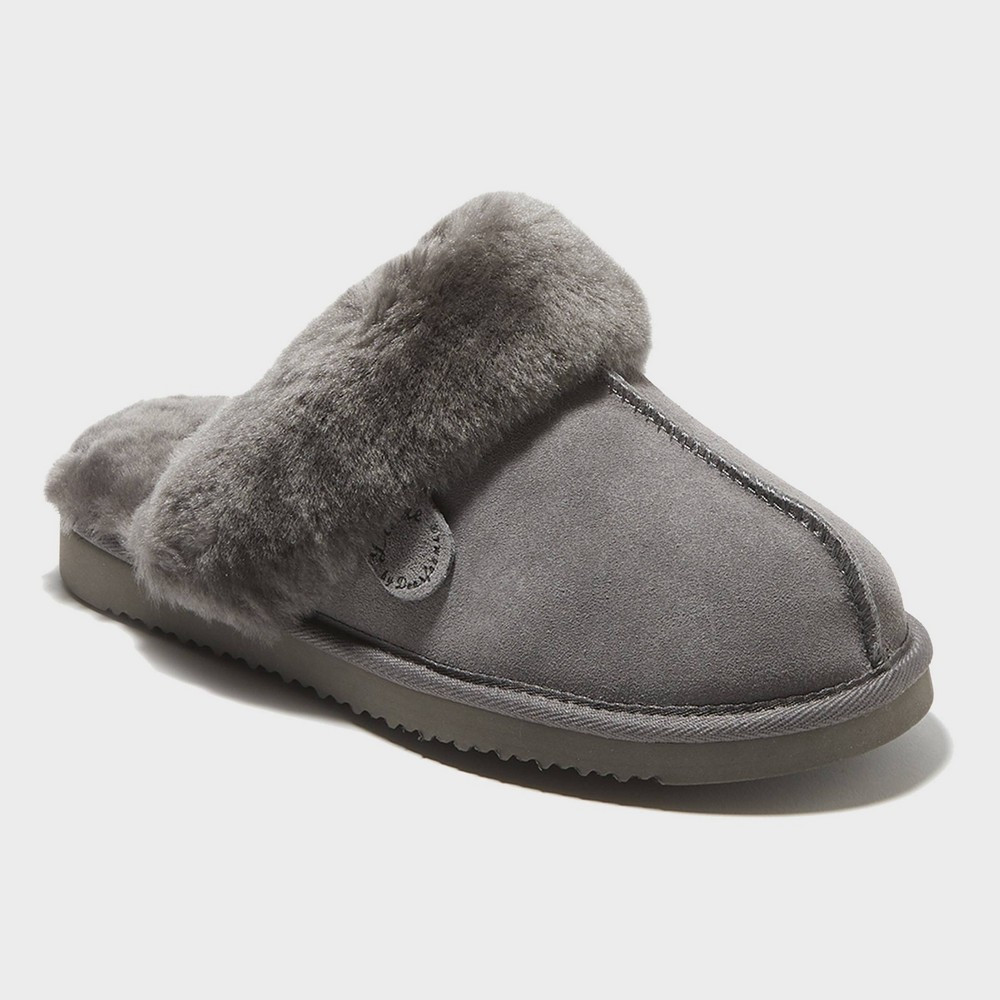 Women's dluxe by dearfoams Sydney Genuine Shearling Scuff Slide Slippers - | Target