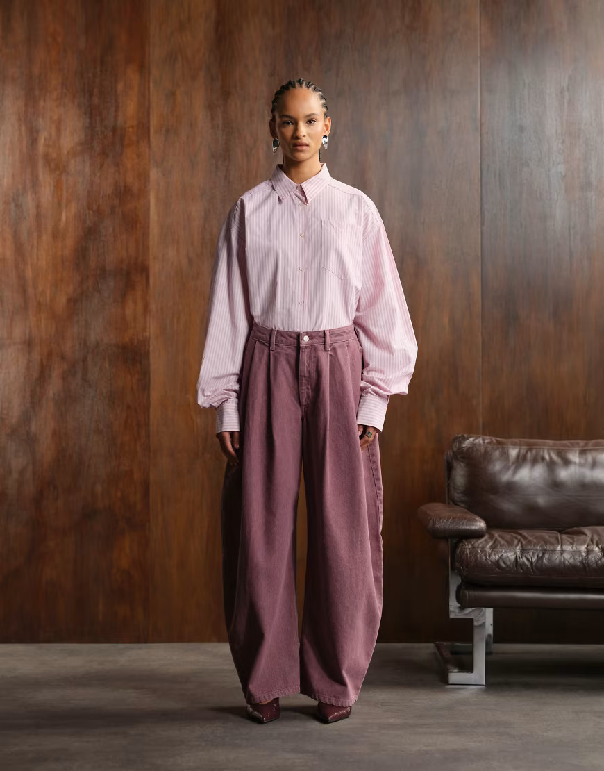 ASOS DESIGN oversized horseshoe jean in pink | ASOS (Global)