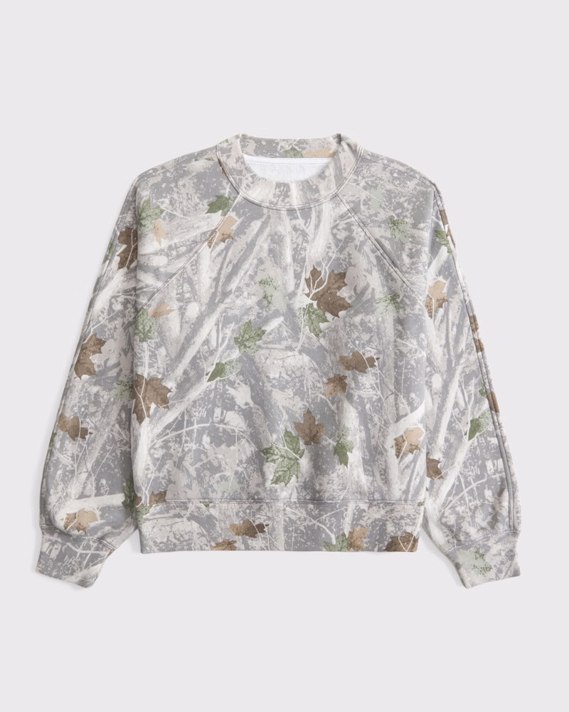 Abercrombie & Fitch Women's Raglan Classic Sunday Crew in Camo - Size XXS | Abercrombie & Fitch (US)