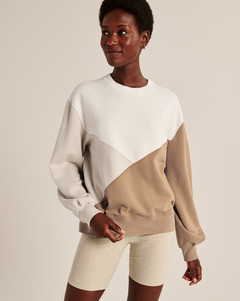 Women's Colorblock Boyfriend Crew Sweatshirt | Women's Up to 40% Off Select Styles | Abercrombie.... | Abercrombie & Fitch (US)