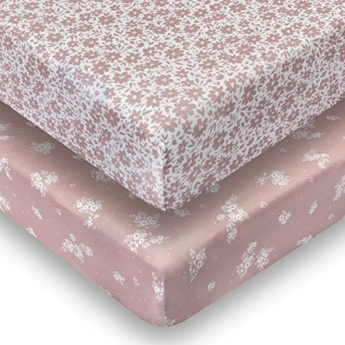 Sorrel + Fern Crib Sheet for Standard Crib Mattress (Antique Rose) - Premium Fitted Sheets - Butt... | Amazon (US)