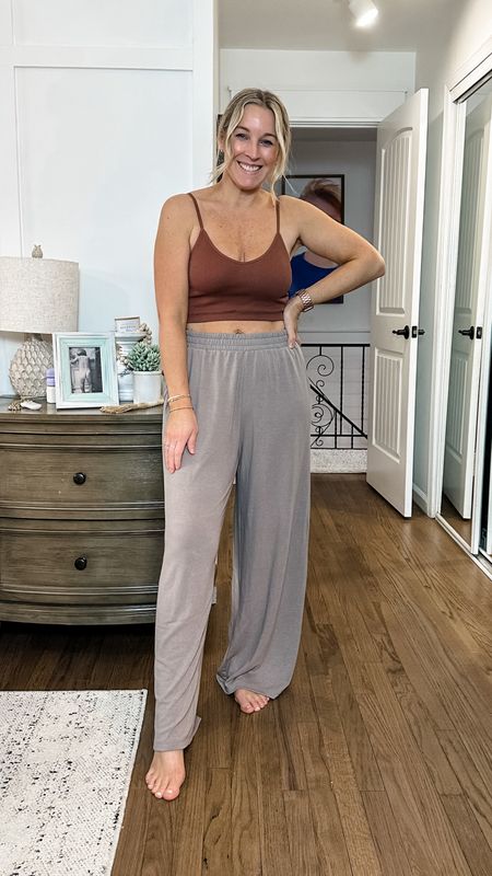 Incredibly soft everything and the brami in this color is on clearance for $14!! Def snag it! I’m in a medium. 34/36b
Medium pants. I’m 5’3

#LTKsalealert #LTKstyletip #LTKfindsunder50