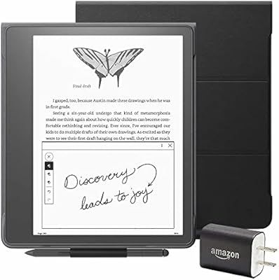 Kindle Scribe Essentials Bundle including Kindle Scribe (64 GB), Premium Pen, Leather Folio Cover... | Amazon (US)