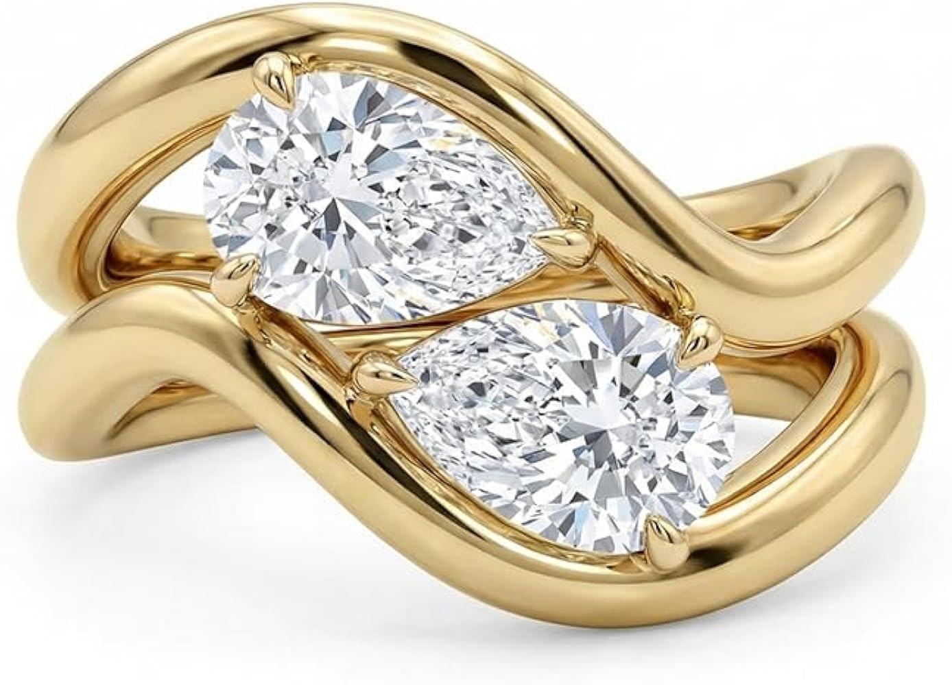Coolkin 14K Gold/Silver Plated Stackable Engagement Rings Set for Women Trendy Wave Design Cubic ... | Amazon (US)