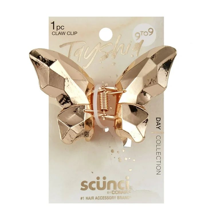 Tayshia Faceted Butterfly Claw Clip, Gold, 1 Count | Walmart (US)