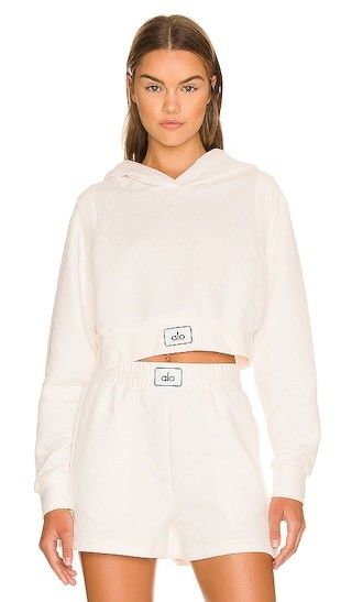Quilted Arena Cropped Hoodie in Ivory | Revolve Clothing (Global)