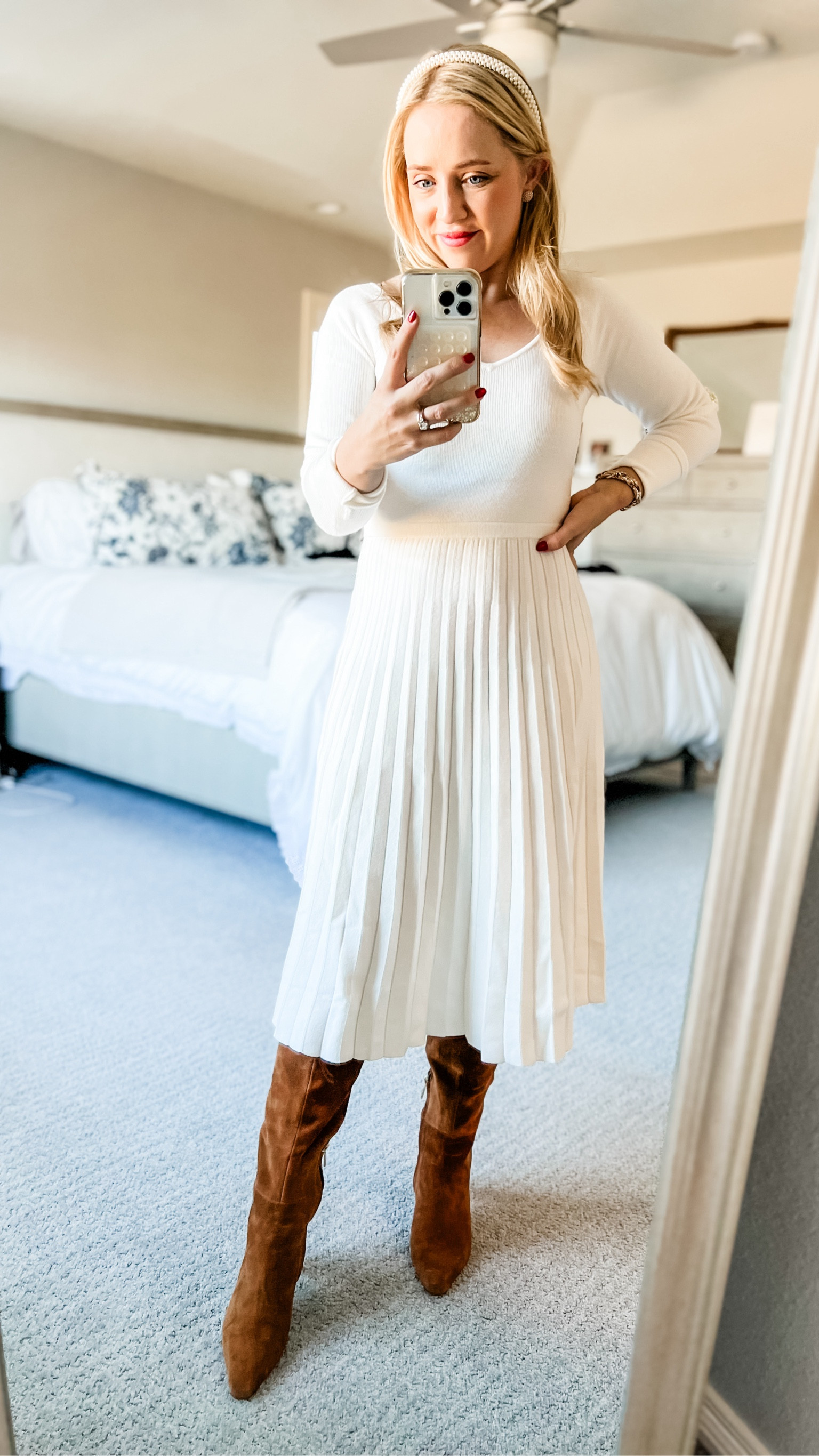 This cozy sweater dress is perfect for Thanksgiving! Petite and fits tts. Paired with suede boots.
Thanksgiving outfit. Sweater dress. Winter outfit. Pleated dress. Petite dress. Over the knee boots. 

#LTKStyleTip #LTKHoliday #LTKSaleAlert