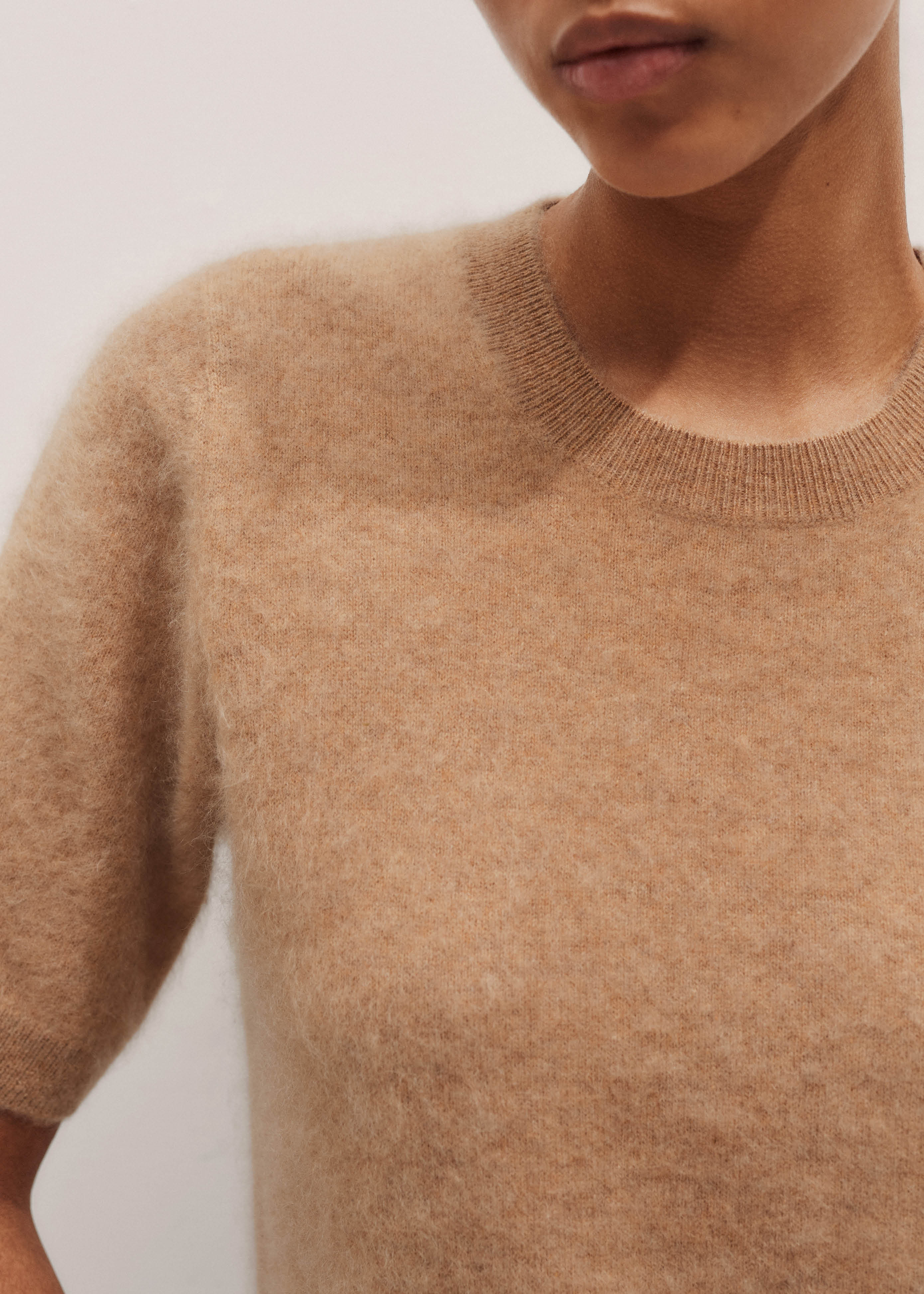 Brushed Cashmere Straight Knit Tee Cashmere | ME+EM Global (Excluding US)