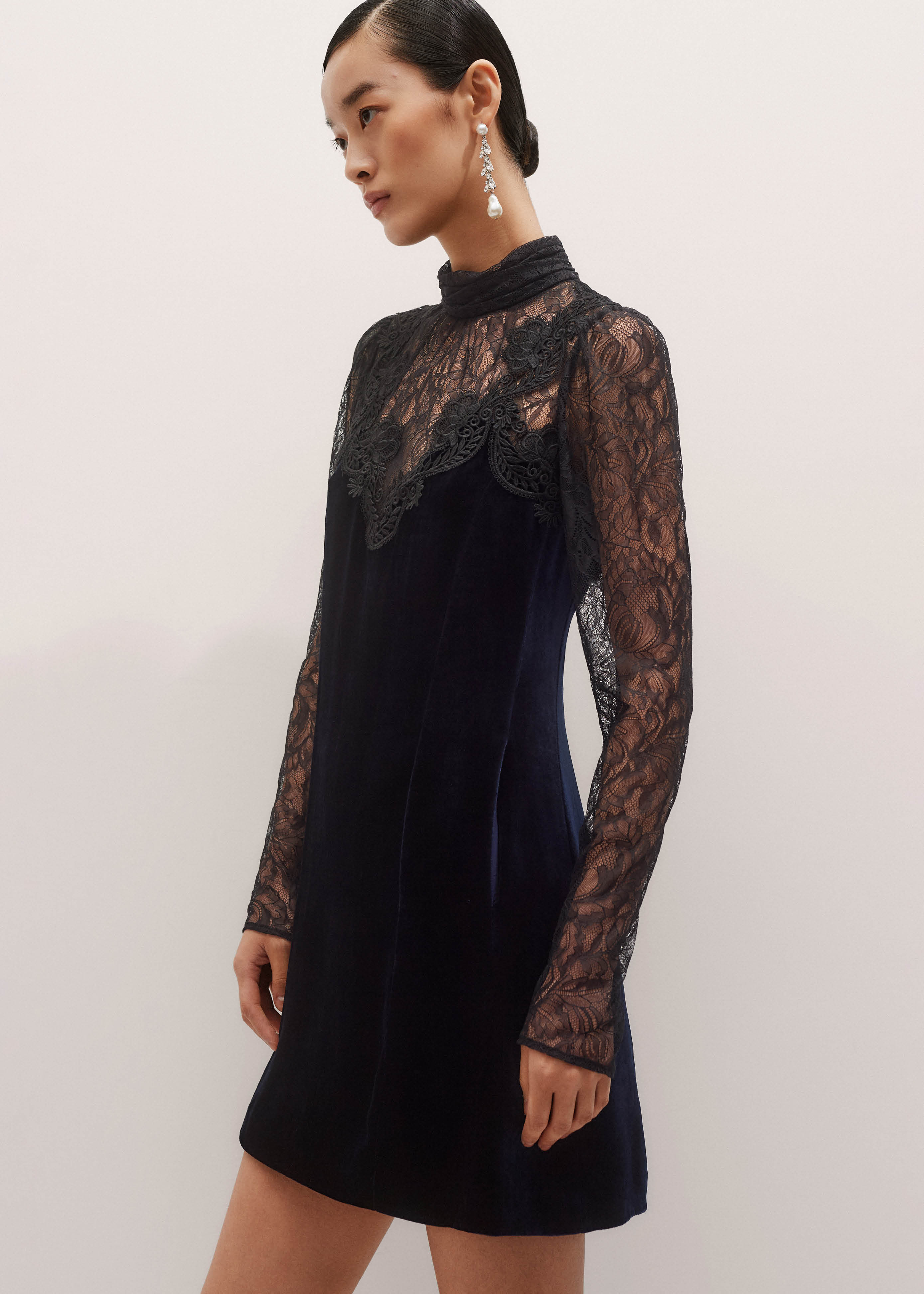 Fluid Mini Dress Silk-Blend Velvet | ME+EM Global (Excluding US)