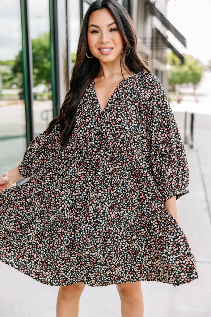 Can't Be Outdone Black Ditsy Floral Dress | The Mint Julep Boutique