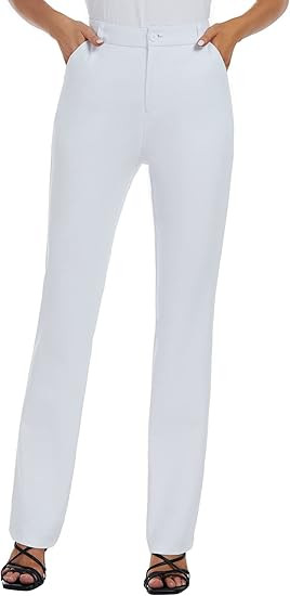 Women's Stretchy Straight Leg Dress Work Pants Business Office Casual Slacks with Pockets | Amazon (US)