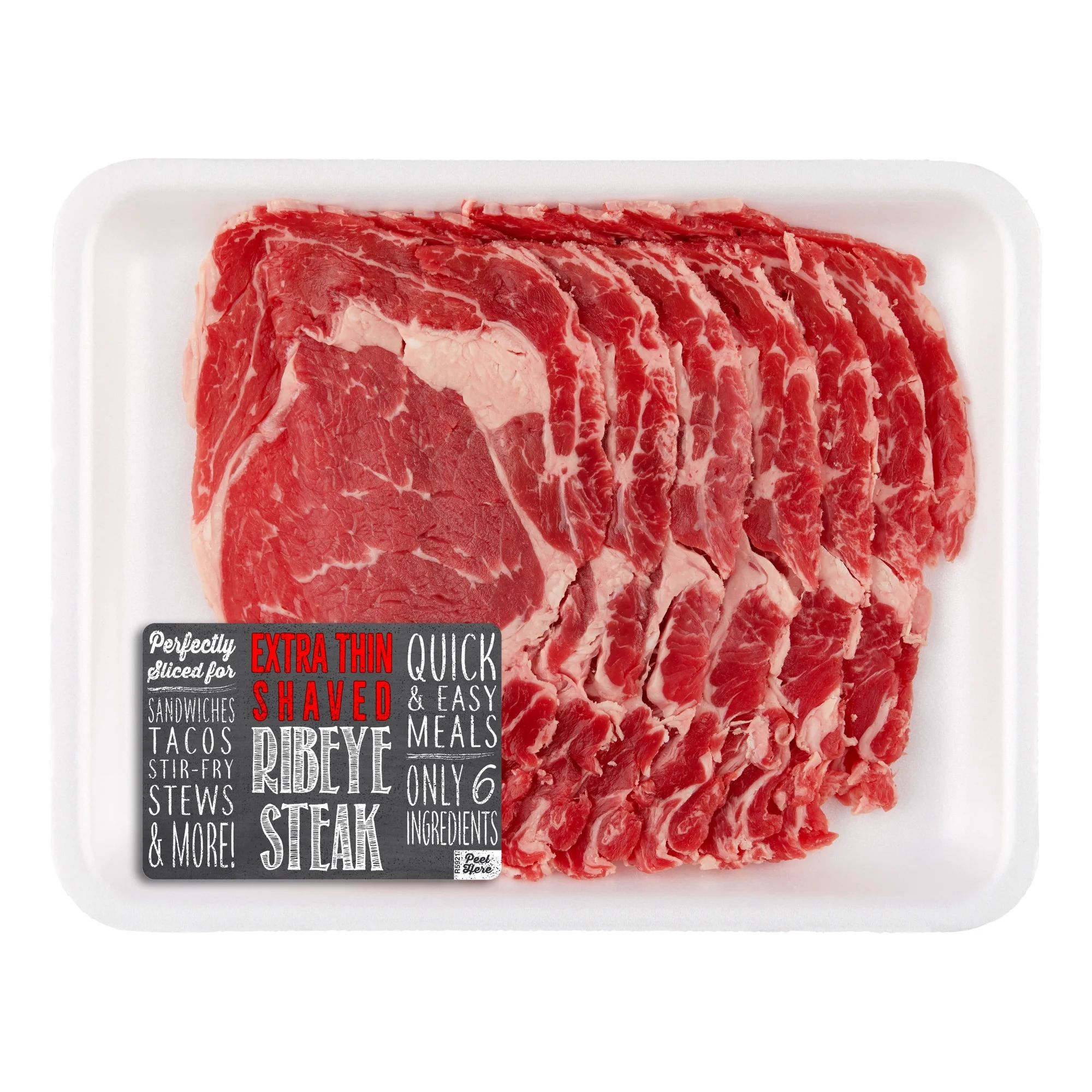 Beef Ribeye Shaved Steak, 0.35 - 2.0 lb - Walmart.com | Walmart (US)