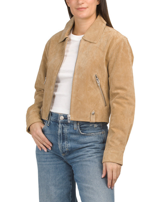 Real Suede Cropped Jacket | Midweight Jackets | Marshalls | Marshalls
