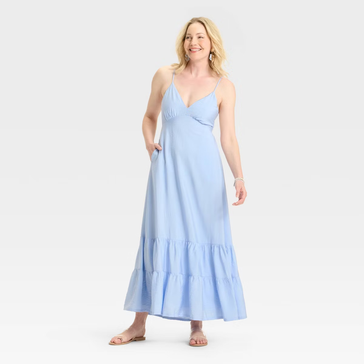 Women's Open Back Maxi Dress - A New Day™ Navy Blue Seashell S | Target