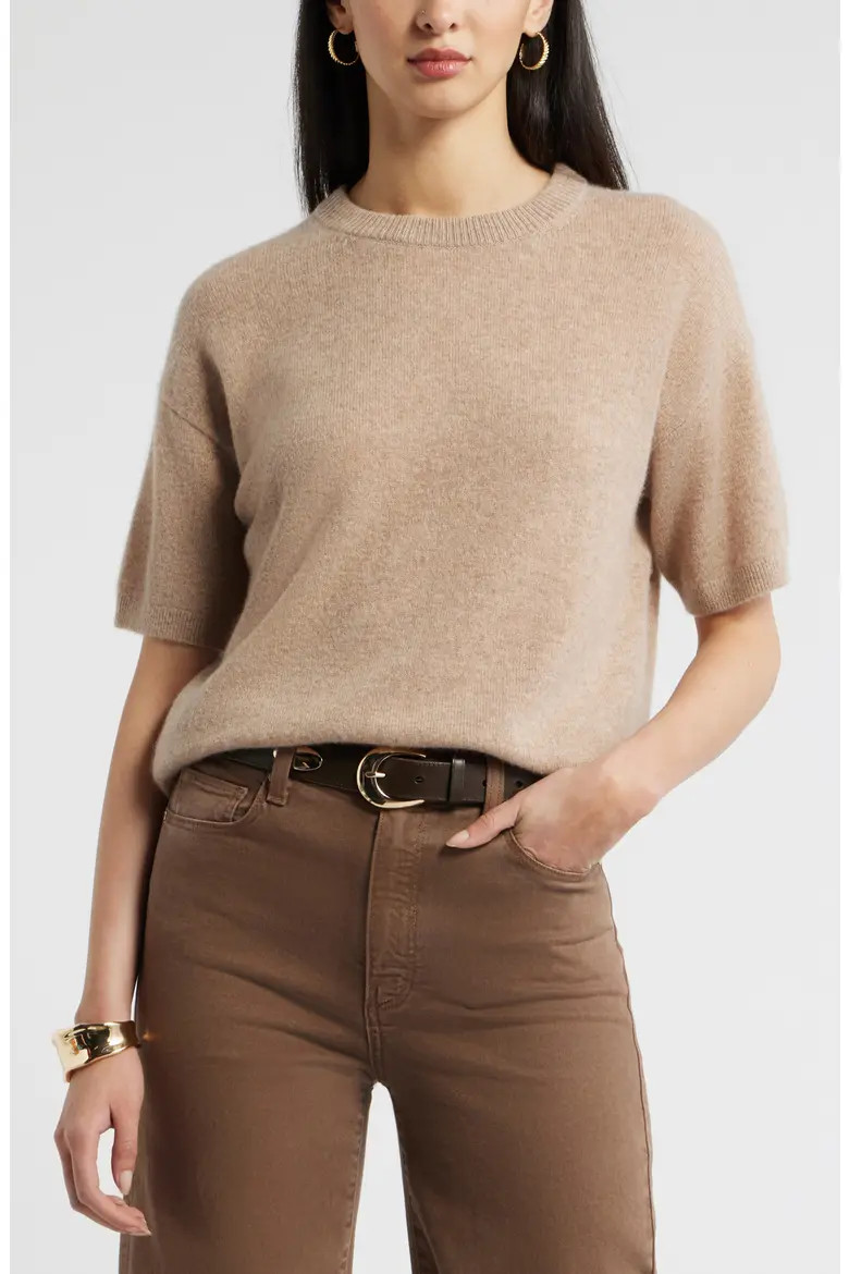 Short Sleeve Cashmere Crewneck Sweater (Women) | Nordstrom | Nordstrom