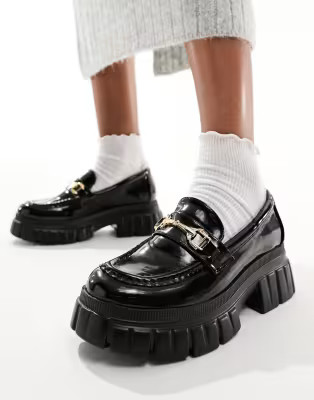ASOS DESIGN Magnus chunky loafers in black patent | ASOS (Global)