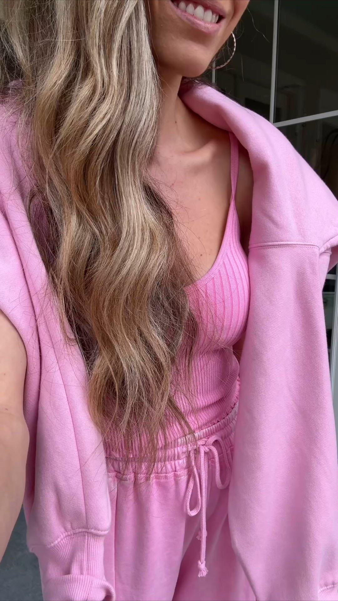 Mom pink comfy ootd / wearing size small in sweatpants, lounge tank and a medium in sweatshirt 

#LTKActive #LTKmomlife #LTKValentine