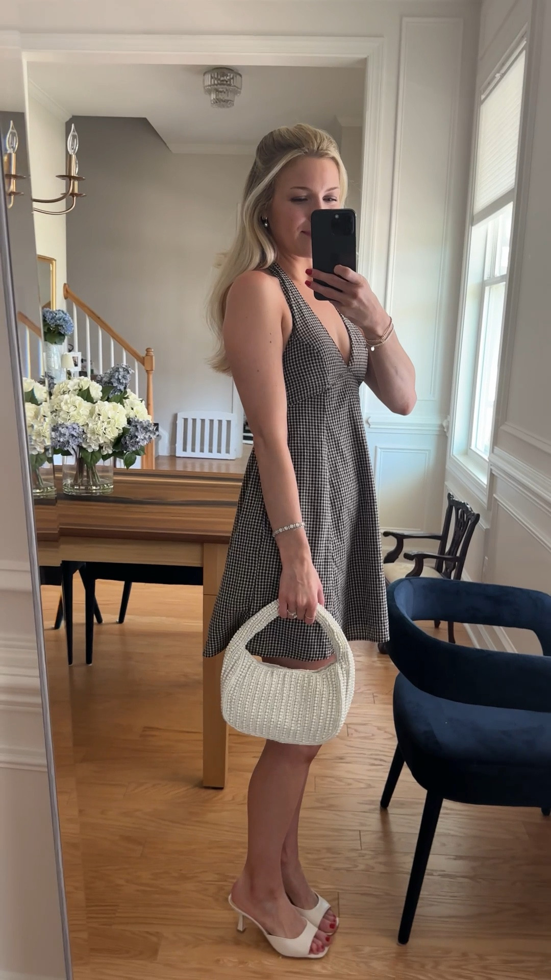 Summer halter dress with accessories from TJ maxx! Linked my exact beaded bag and kitten heels 

#LTKSeasonal #LTKShoeCrush #LTKItBag