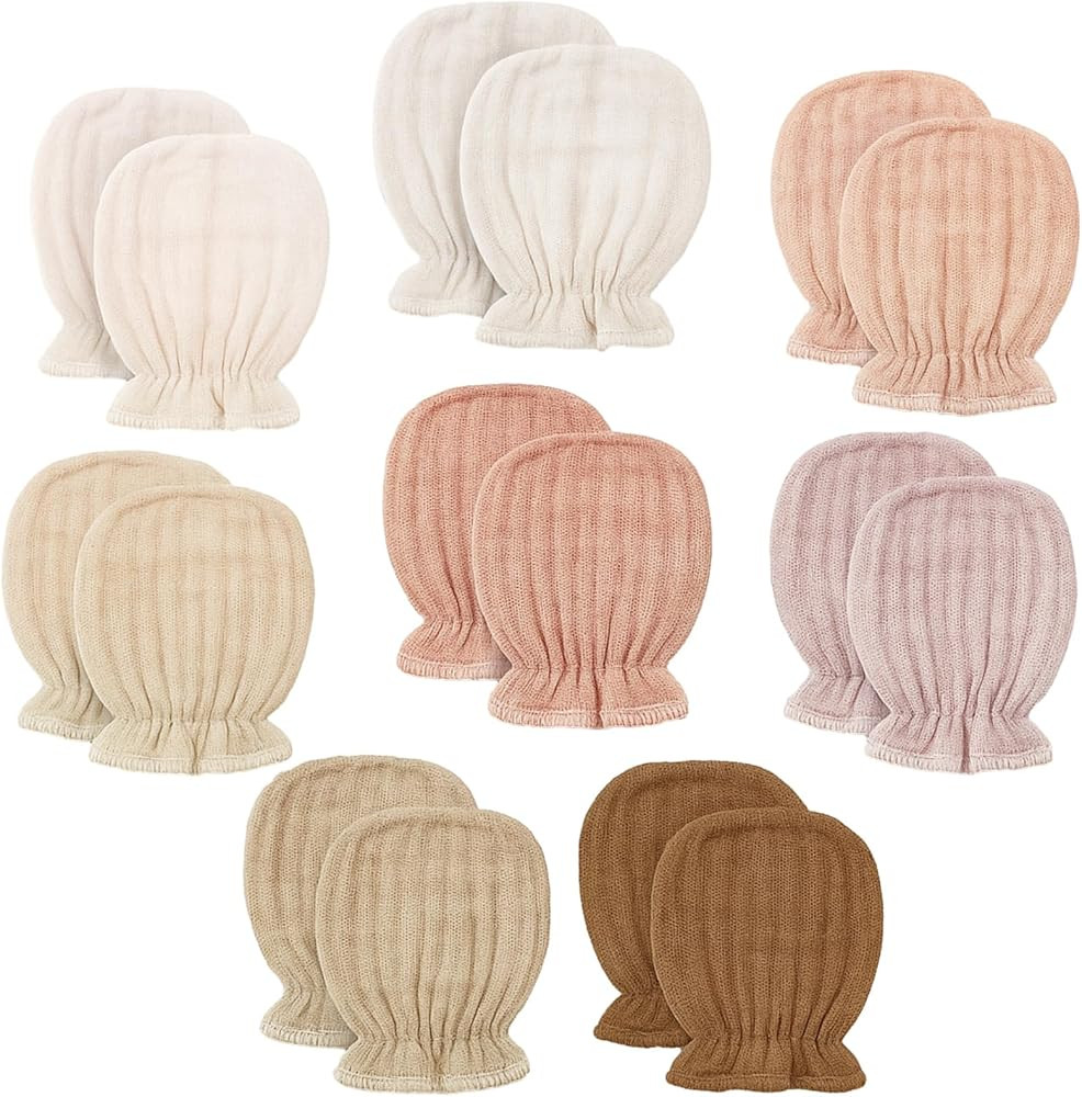 Newborn Baby Muslin Mittens 0-6 Months No Scratch Elastic Wrist Soft Breathable Gloves Bulk Cotto... | Amazon (US)