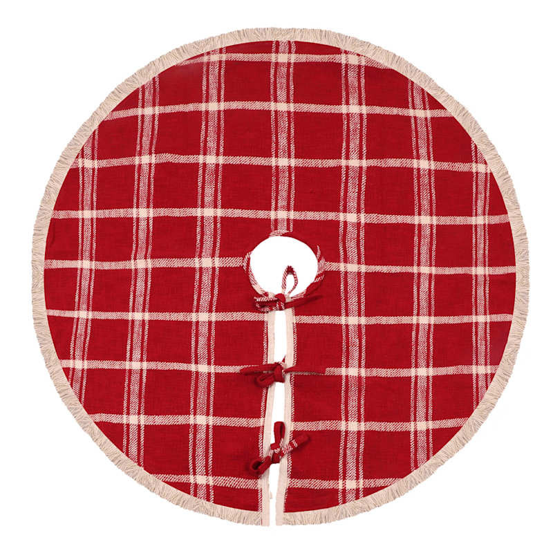 Red Plaid Tree Skirt, 48" | At Home