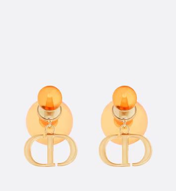Boucles d'oreilles Dior Tribales Métal finition dorée et perles en résine transparente orange ... | Dior Couture