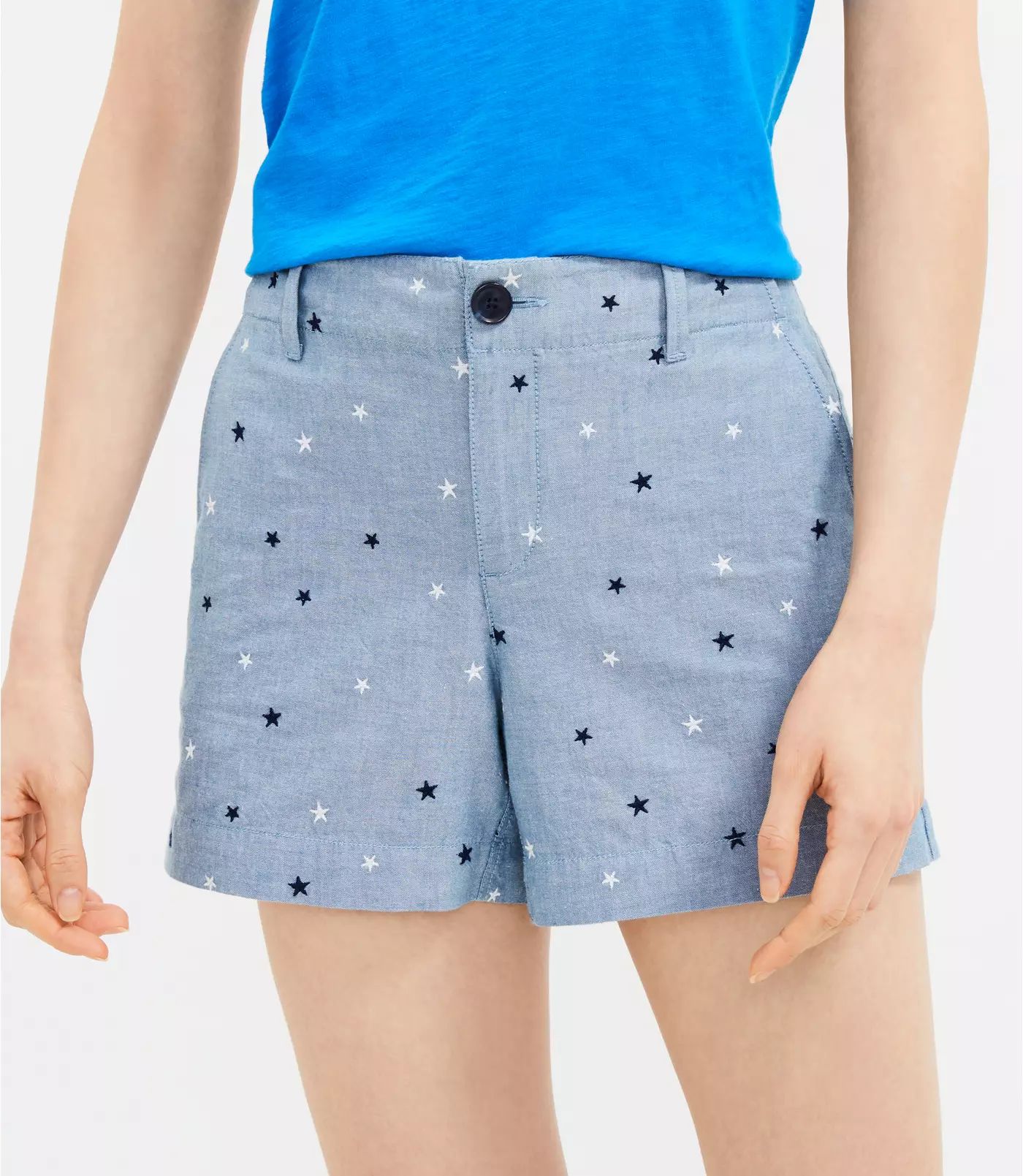 Monroe Chino Shorts in Chambray Fireworks | LOFT | LOFT