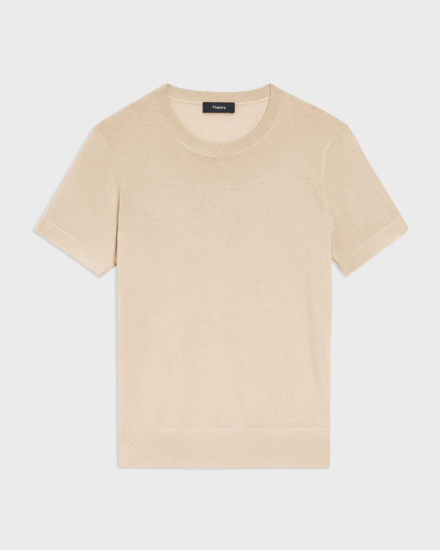 Fine Merino Wool Short-Sleeve Sweater | Theory | Theory UK