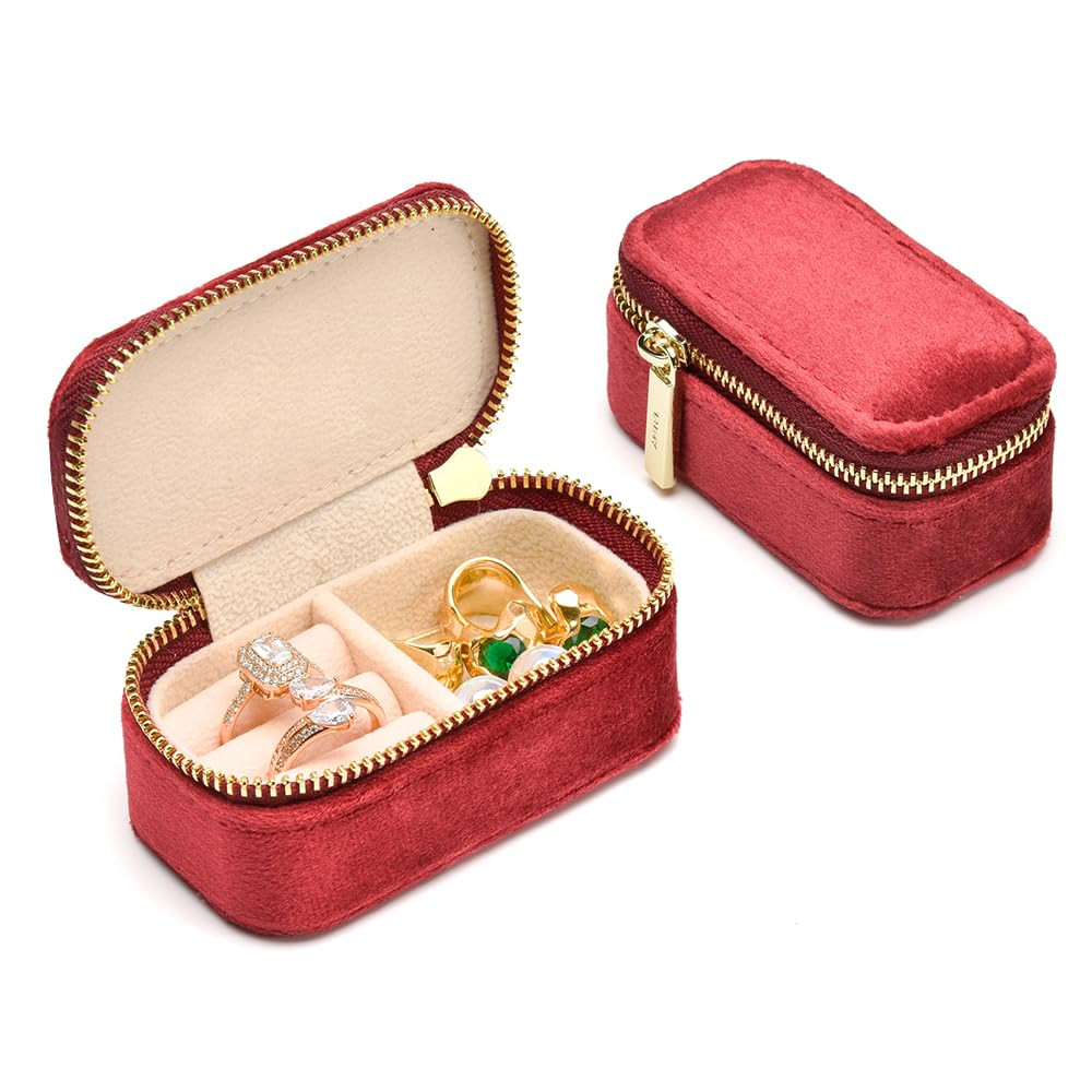 TAIMY Small Travel Jewelry Case, Mini Tiny Plush Velvet Jewelry Box for Women and Girls, Pocket S... | Amazon (US)