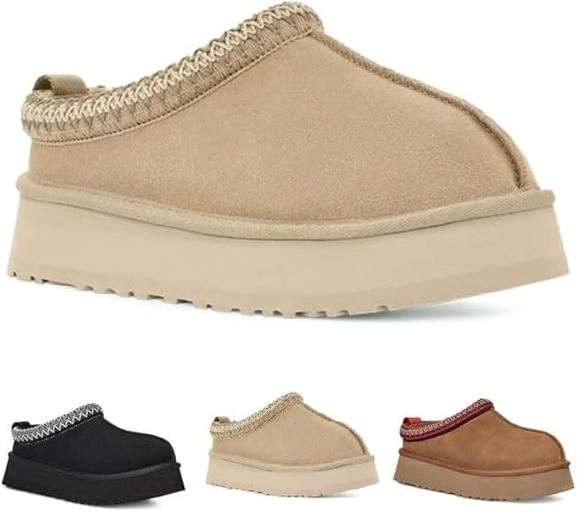 HAEPHEN Women's Winter Slippers Faux Fur Fleece Lined Suede Ankle Mini Platform Snow Boots Anti-S... | Amazon (US)