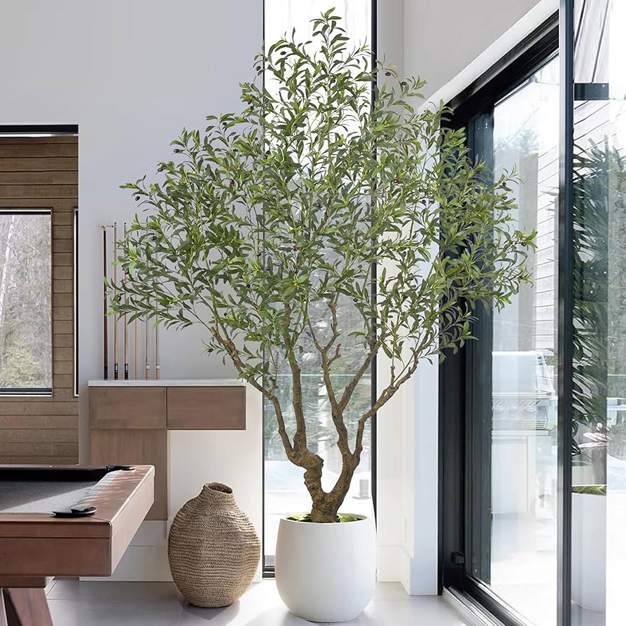 Artificial Olive Tree 8.2FT with 3342 Leaves & 136 Olive Fruits Deluxe Tall Large Faux Silk Plant... | Amazon (US)