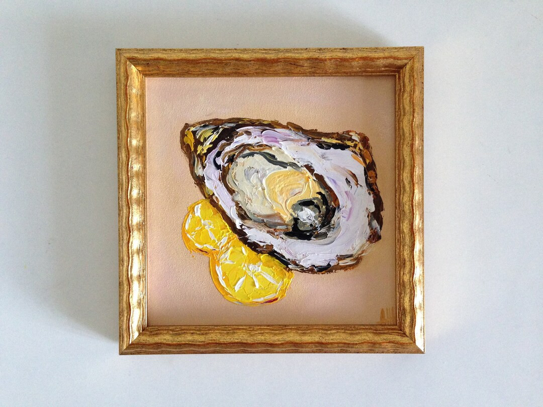 Oyster Painting Lemon Artwork Food Original Art Impasto Small - Etsy | Etsy (US)