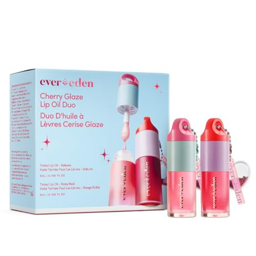 Evereden Kids Tinted Non Toxic Lip Gloss Kit: Ruby Red & Sakura Pink - Non Toxic Makeup Kit for Girls - Vegan Makeup for Kids - Hydrating Lip Gloss with Cherry, Peach, & Cranberry Oils | Amazon (US)