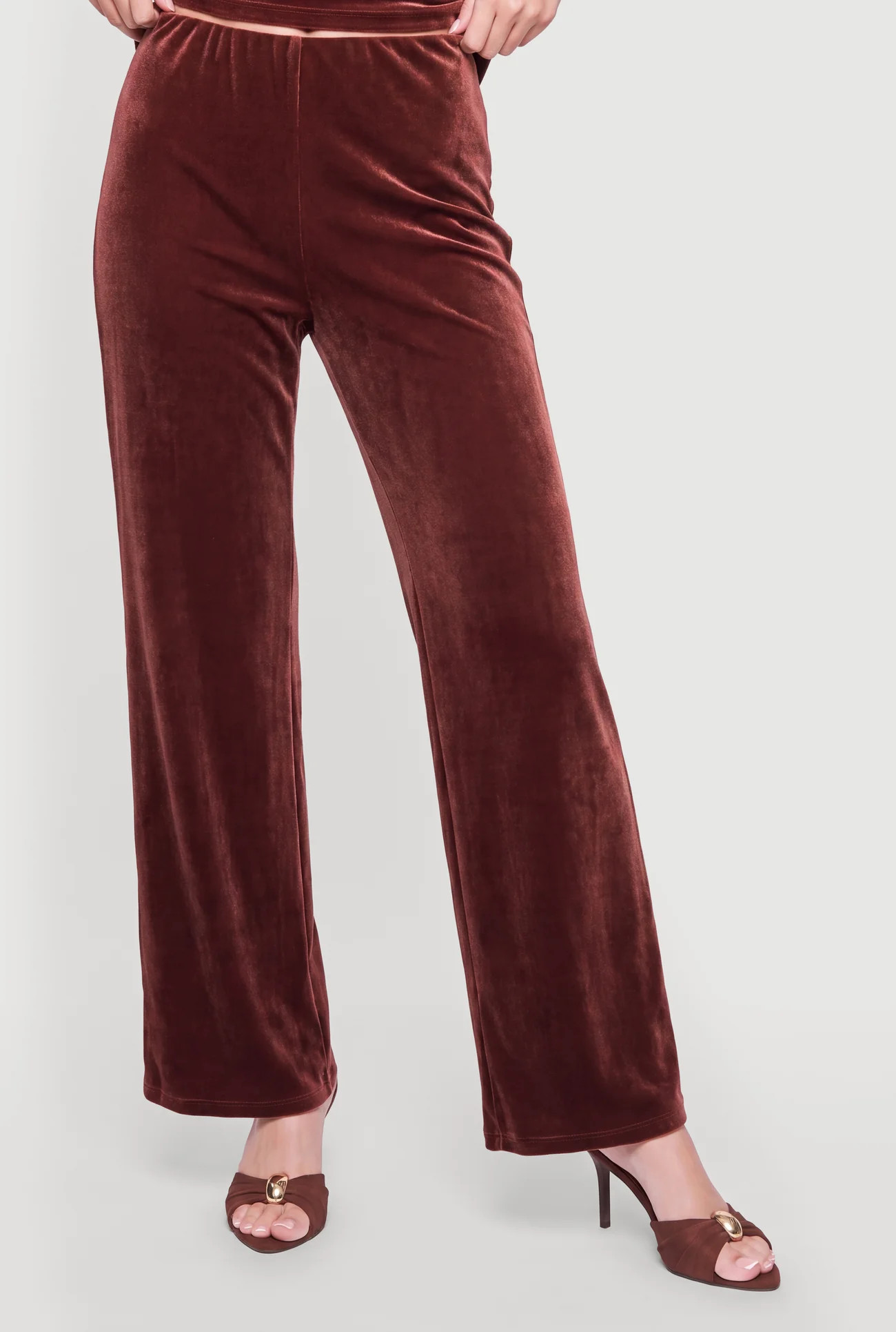 Velvet Wide Leg Pull On Pants | Rainbow Shops