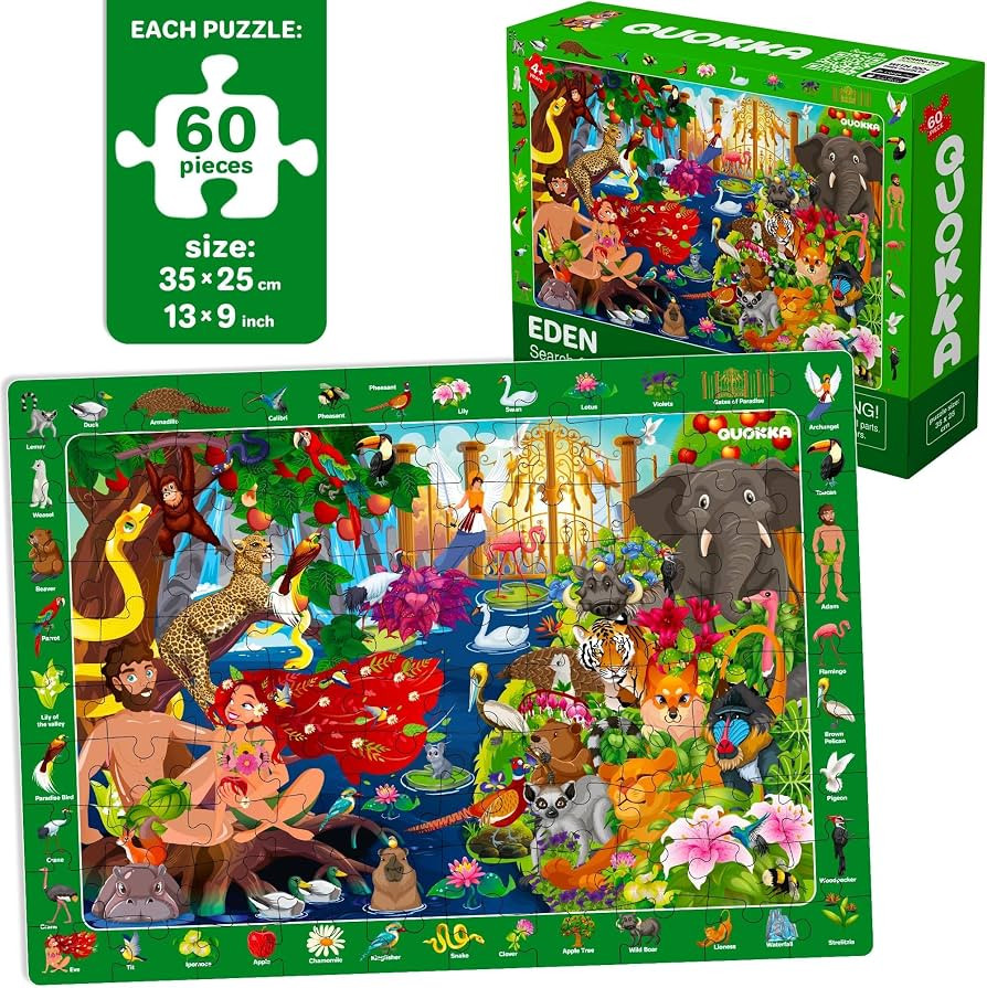 QUOKKA 60 Piece Kids Puzzles Ages 5-8 - Set of 4 Bible Jigsaw Puzzles for Kids 4-6-10 Year Old - ... | Amazon (US)