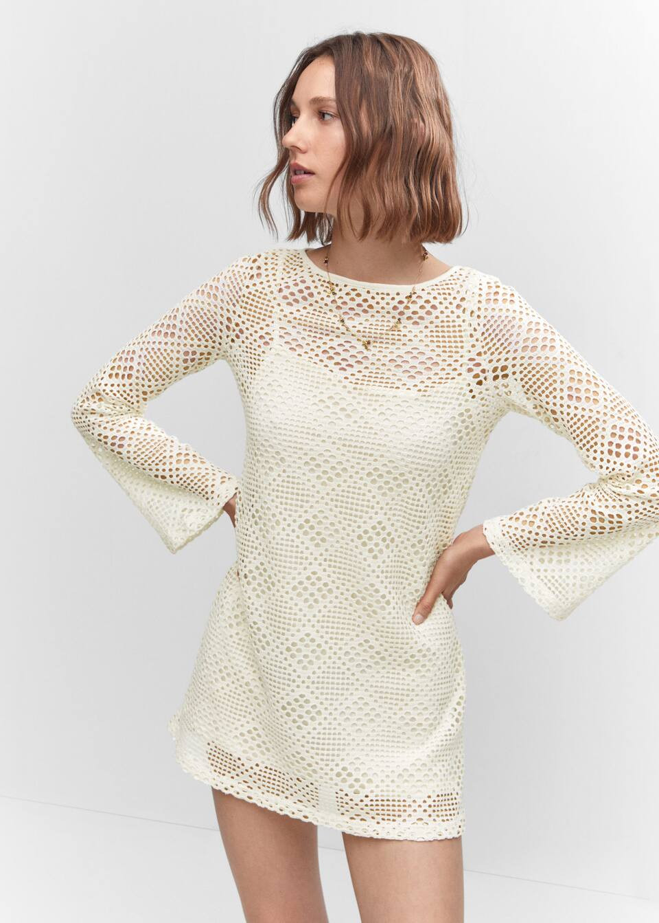 Geometric-pattern openwork dress -  Women | Mango USA | MANGO (US)