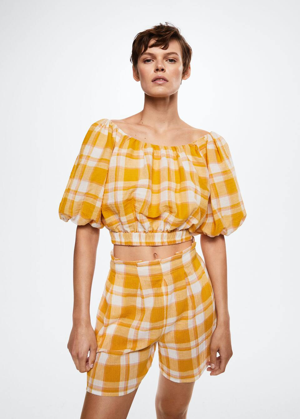 Check cotton blouse | MANGO (US)